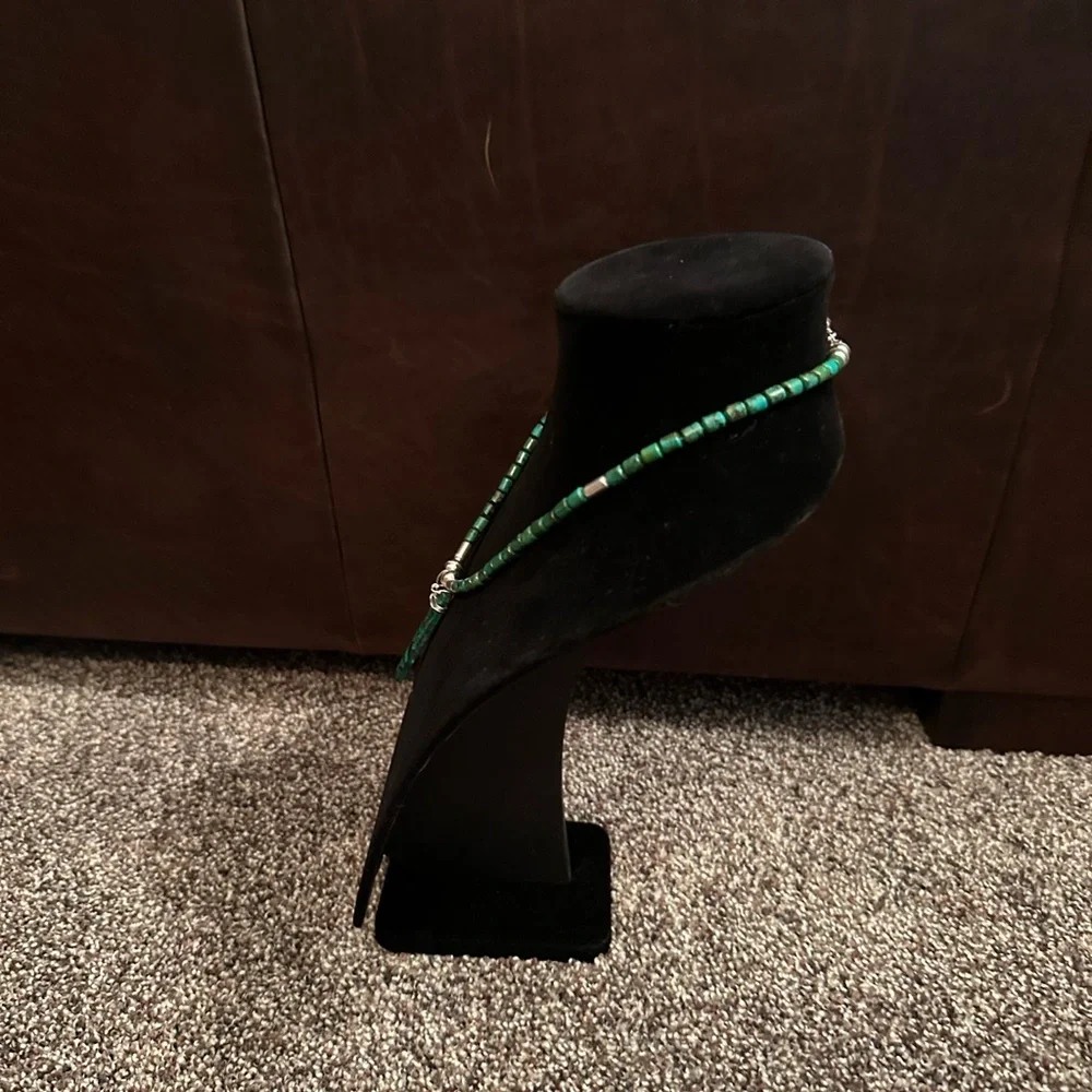 Hand Crafted “One of a Kind” GreenTurquoise/Malachite/Sterling Silver Necklace - Picture 3 of 5